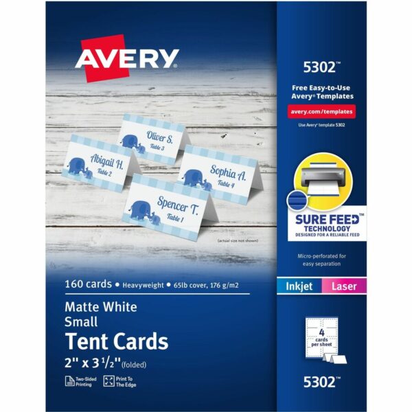 Avery Tent Cards, 2" x 3.5" , White, 160 Place Cards (5302)