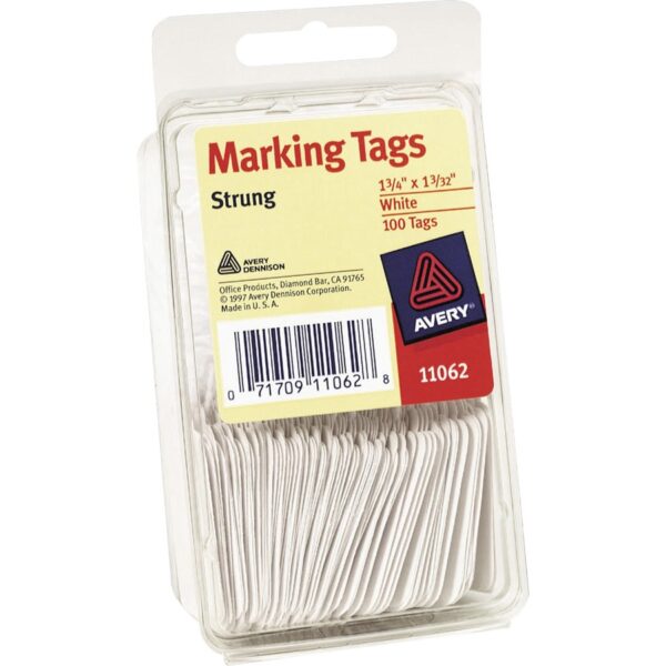 Avery White Marking Tags, Strung, 1-3/4" x 1-3/32" , 100 Tags (11062)