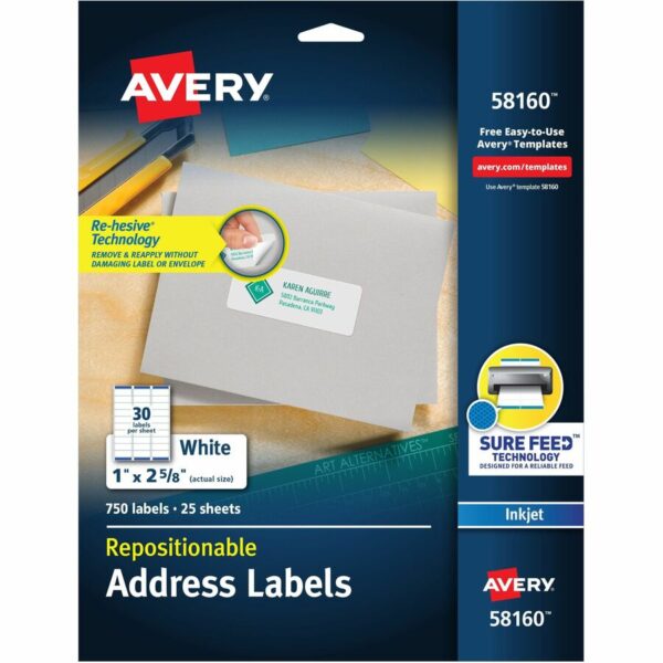 Avery® Repositionable Address Labelss - Sure Feed Technology