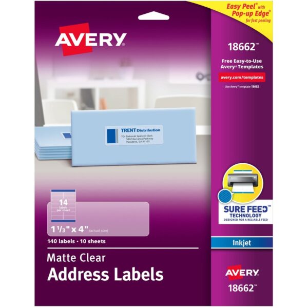 Avery Easy Peel Inkjet Printer Mailing Labels