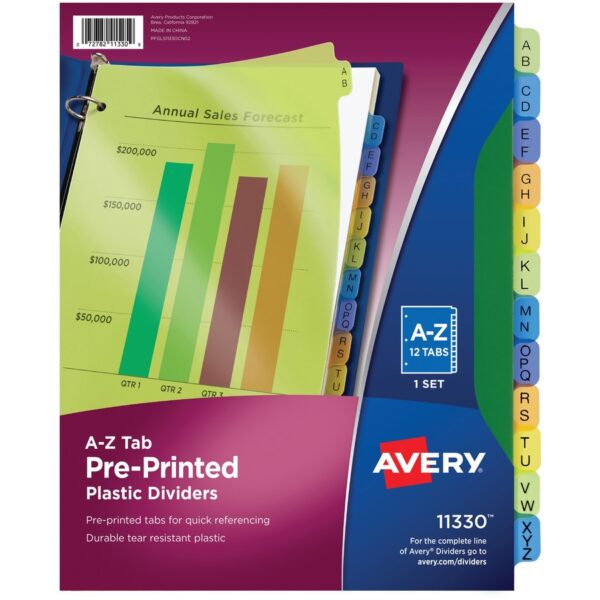 Avery® Preprinted A-Z Plastic Dividers