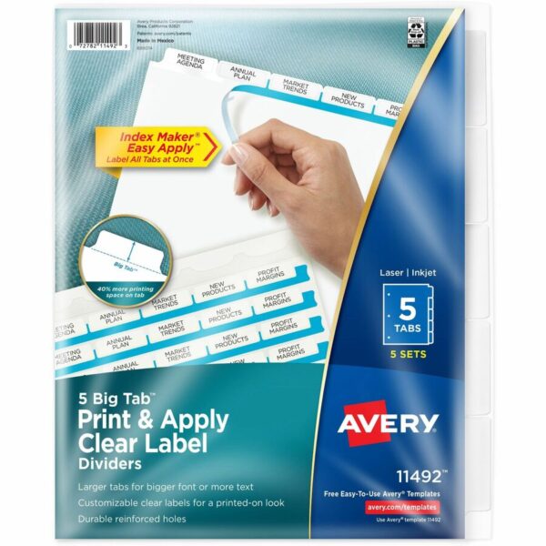 Avery Big Tab Clear Label Index Maker Dividers