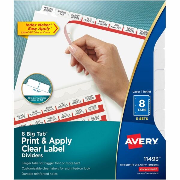 Avery Big Tab Clear Label Index Maker Dividers