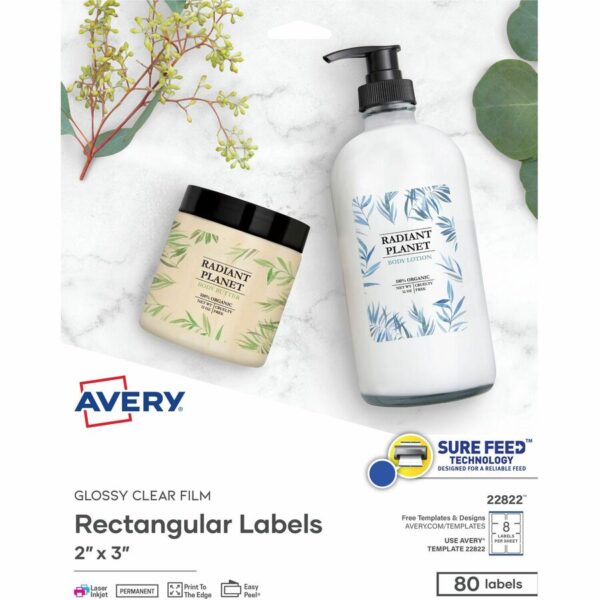 Avery® Glossy Clear Rectangle Labels2" x 3"