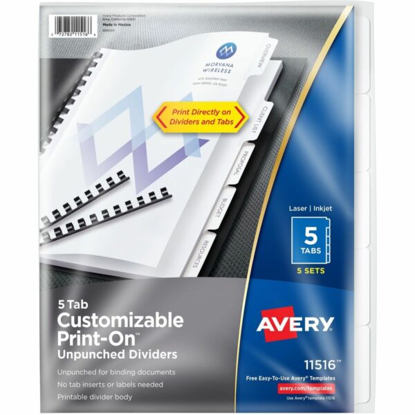 Avery Unpunched Print-On Dividers