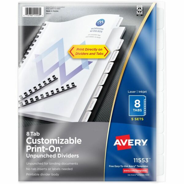 Avery Unpunched Print-On Dividers