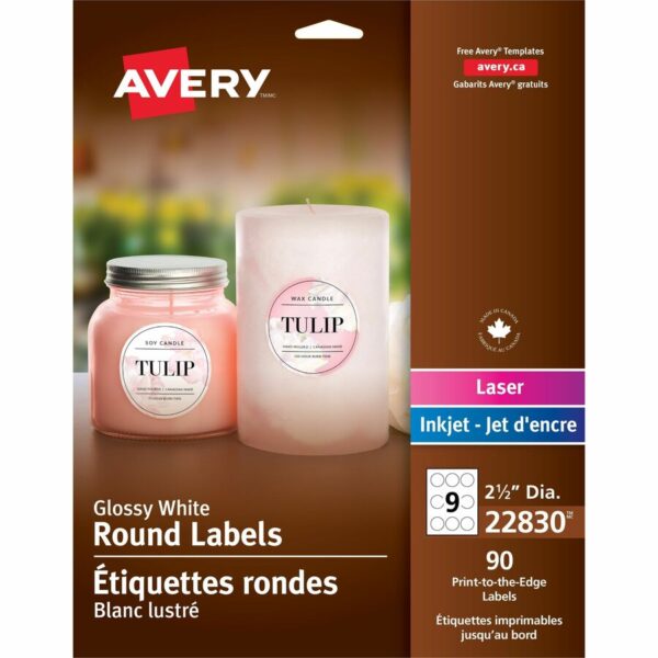 Avery® Glossy White Round Labels2½"