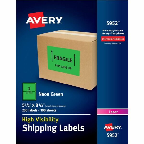 Avery® Neon Shipping Labels, 5-1/2" x 8-1/2" , 200 Labels (5952)