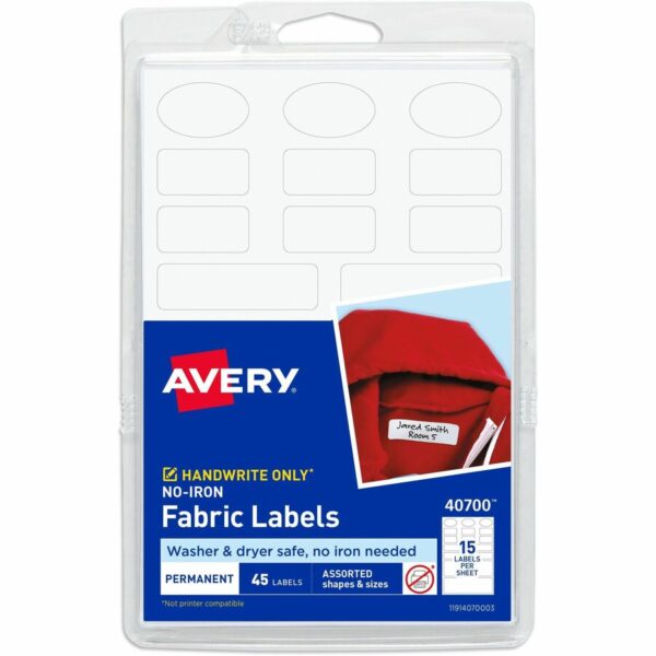 Avery No-Iron Clothing Labels - Assorted Shapes & Sizes