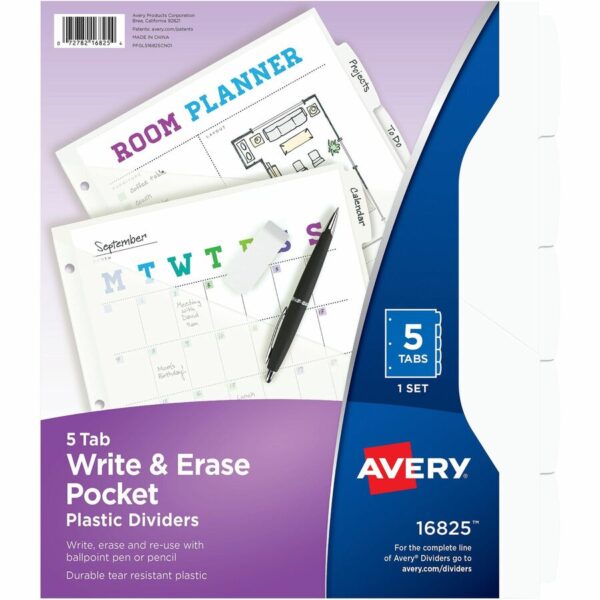 Avery Write & Erase Pocket Plastic Dividers