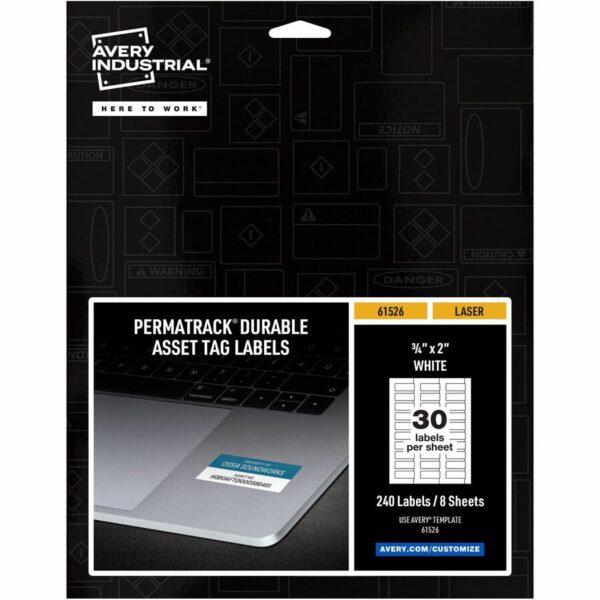 Avery® PermaTrack Durable White Asset Tag Labels, 3/4" x 2" , 240 Asset Tags