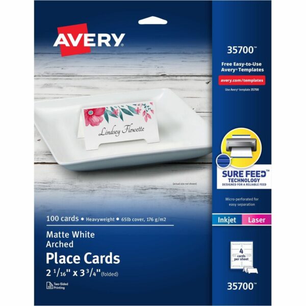 Avery Sure Feed Arched Tent Cards