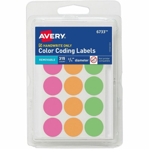 Avery® 3/4" Round Removable Color Coding Labels - Handwrite Only