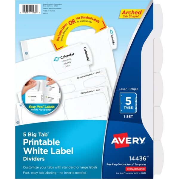 Avery® Big Tab Printable White Label Dividers