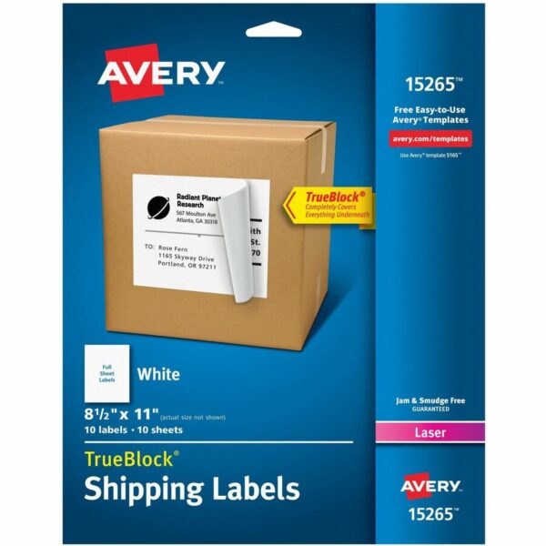 Avery Internet Shipping Labels, 8-1/2" x 11" , 10 Labels (15265)