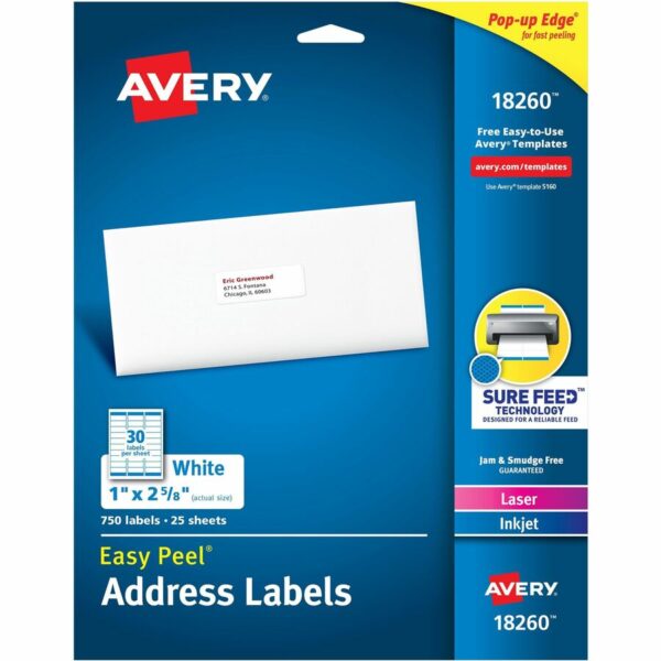 Avery Easy Peal Sure Feed Address Labels