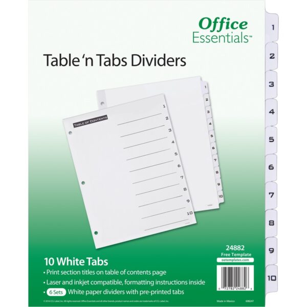 Avery® Table 'n Tabs White Tab Numbered Dividers