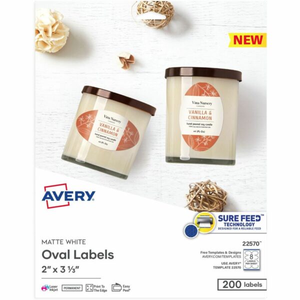 Avery® Matte White Sure Feed Labels