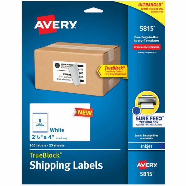 Avery® Avery® Printable Shipping Labels, 2.5" x 4" , 200 Labels (5815)