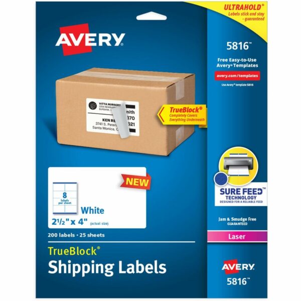 Avery® Printable Shipping Labels, 2.5" x 4" , 200 Labels (5816)