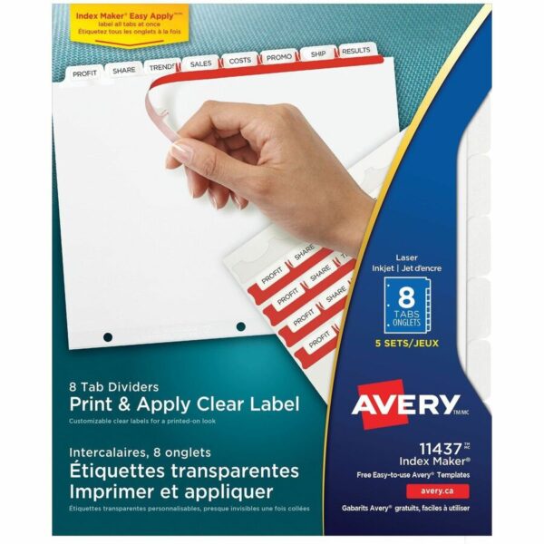 Avery® Print & Apply Clear Label Dividers - Index Maker Easy Apply Label Strip