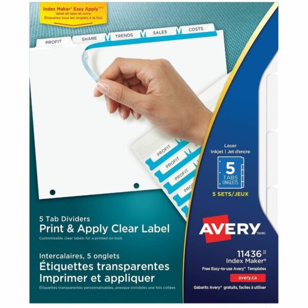 Avery Print & Apply Clear Label Dividers - Index Maker Easy Apply Label Strip