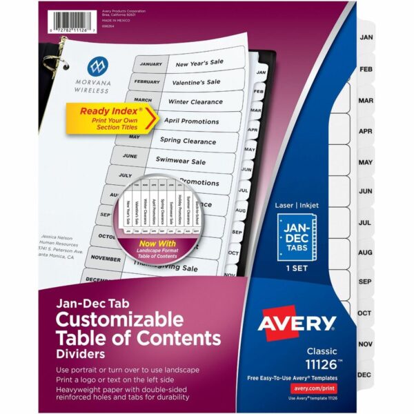 Avery® Ready Index Binder Dividers - Customizable Table of Contents