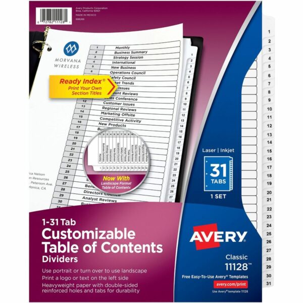 Avery® Ready Index Binder Dividers - Customizable Table of Contents