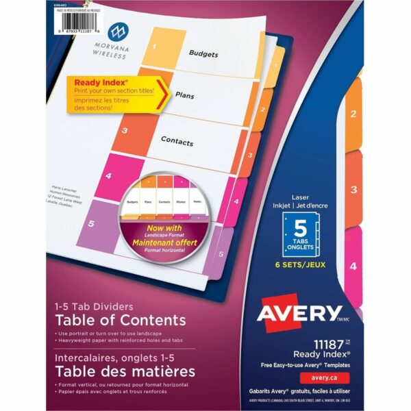 Avery Ready Index Table of Content Dividersfor Laser and Inkjet Printers