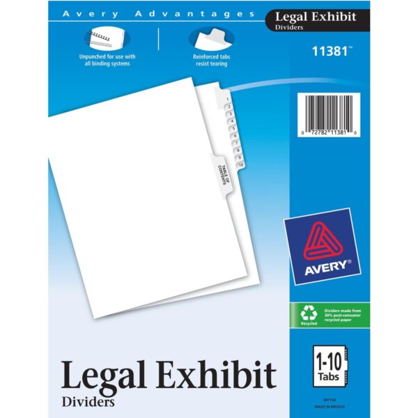 Avery® Premium Collated Legal Exhibit Dividers with Table of Contents Tab - Avery Style