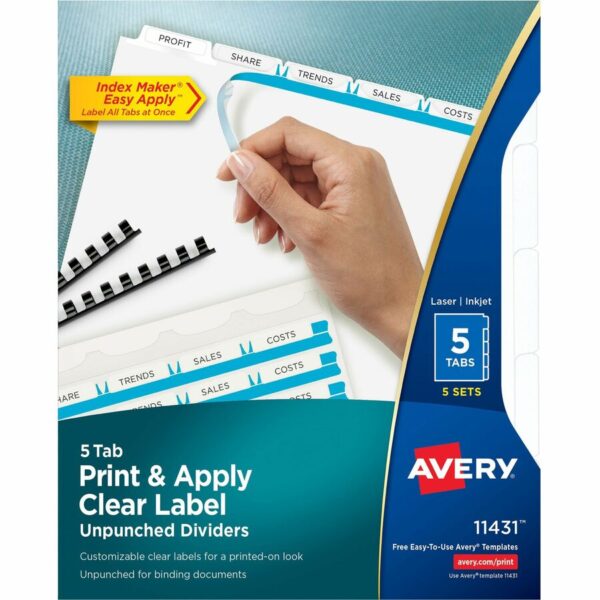 Avery® Print & Apply Label Unpunched Dividers - Index Maker Easy Apply Label Strip