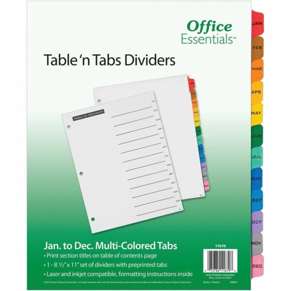 Avery® Table 'N Tab Monthly Divider Set