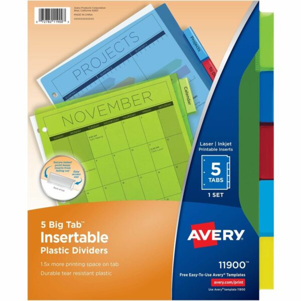 Avery® Big Tab™ Insertable Plastic Dividersfor Laser and Inkjet Printers