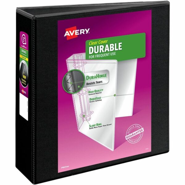 Avery® Durable View Binder 3" , Slant D Rings, Black