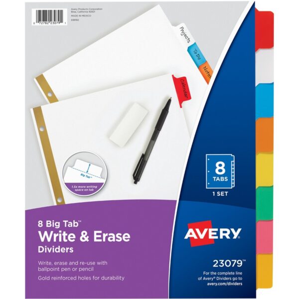 Avery Big Tab Write & Erase 8-Tab Dividers (23079)