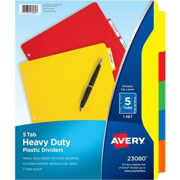 Avery® Plastic Tab Dividers w/ White Labels