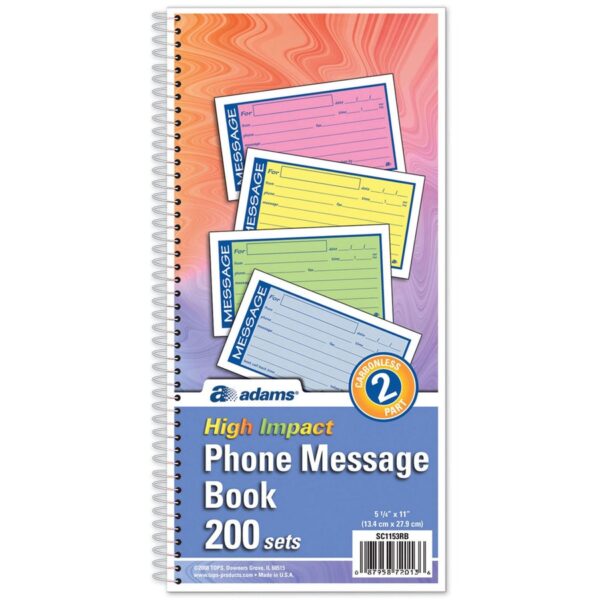 Adams 2-Part Carbonless Phone Message Books - Image 2