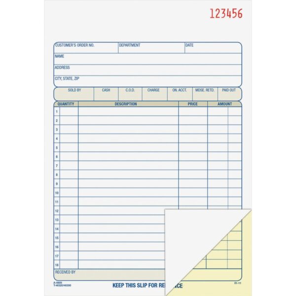 Adams Carbonless 2-part Numbered Sales Order Books