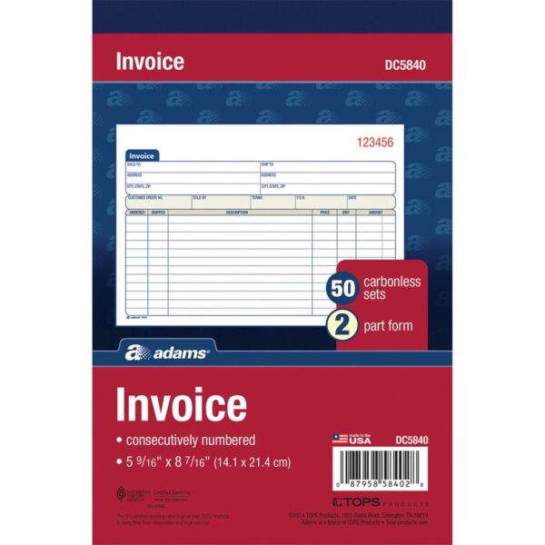 Adams Carbonless Invoice Book - Image 2