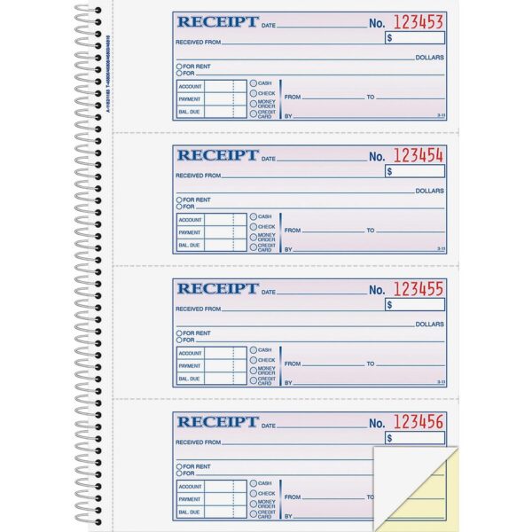 Adams Spiral 2-part Money/Rent Receipt Book