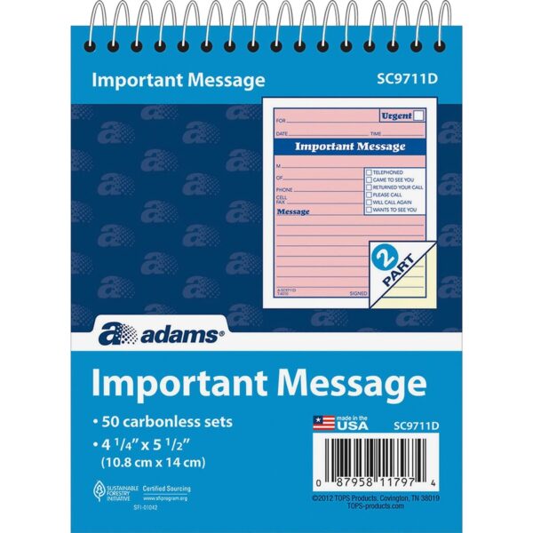 Adams Spiral-bound Phone Message Booklet - Image 2