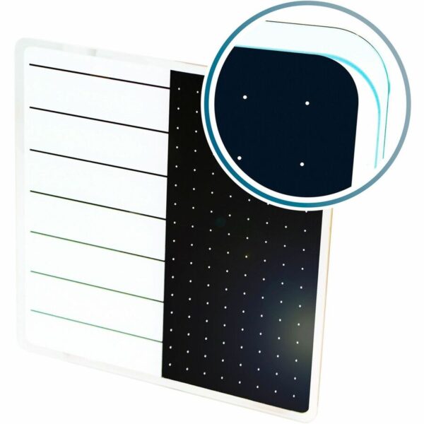 Viztex® Glacier White & Black Plan & Grid Glass Dry Erase Board - 14" x 14"