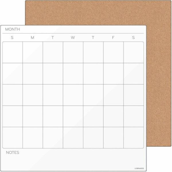 U Brands Tile Board Value Pack Frameless Dry-Erase Calendar & Corkboard