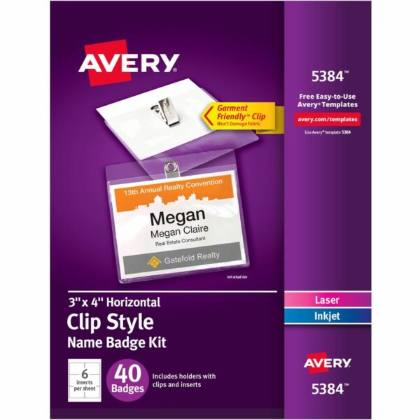 Avery® Garment-Friendly Clip-Style Name Badges