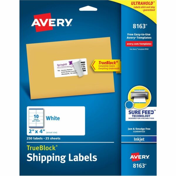 Avery® Shipping Labels, Sure Feed®, 2" x 4" , 100 Labels (18163)