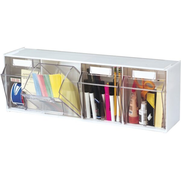 Deflecto Tilt Bin Interlocking Multi-Bin Storage Organizer