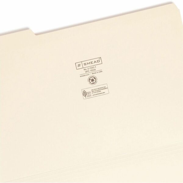 Smead 1/3 Tab Cut Legal Recycled Top Tab File Folder - Image 3