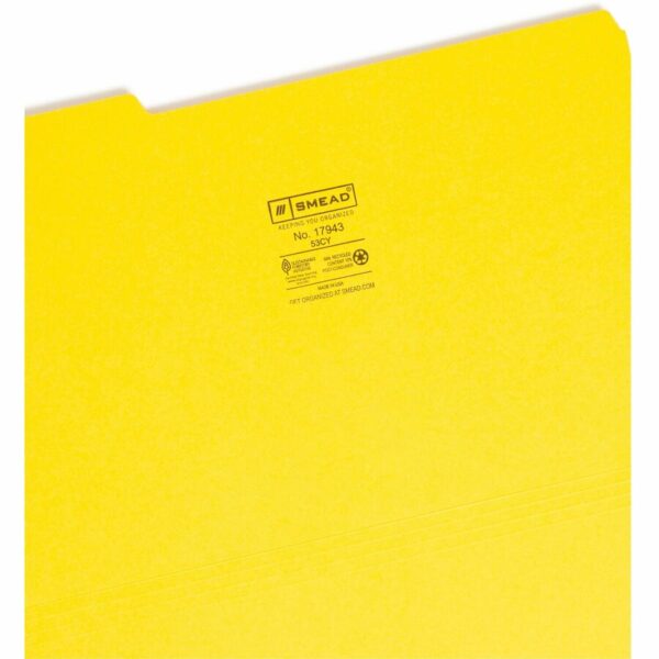 Smead Colored 1/3 Tab Cut Legal Recycled Top Tab File Folder - Image 3