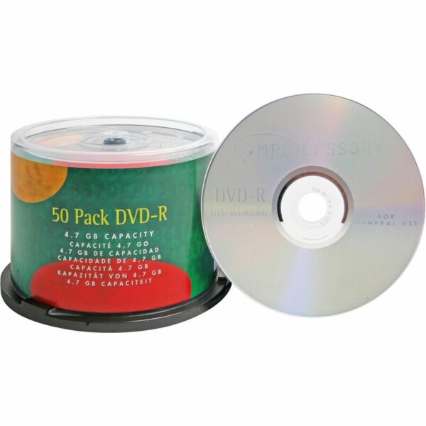 Compucessory DVD Recordable Media - DVD-R - 16x - 4.70 GB - 50 Pack - Silver