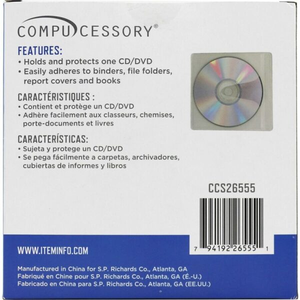 Compucessory Self-Adhesive Poly CD/DVD Holders - Image 2